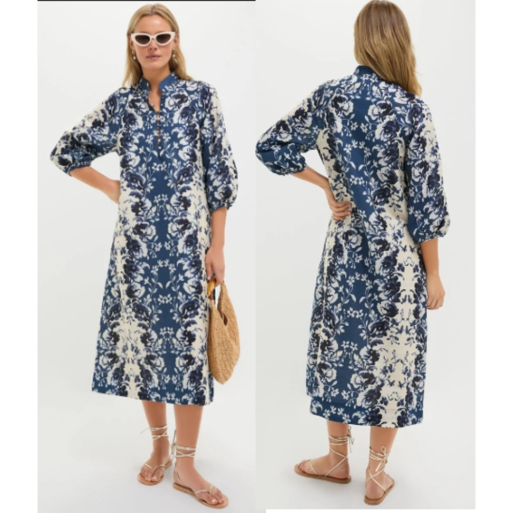 Tuckernuck Navy and Cream Floral Print Mini Dress